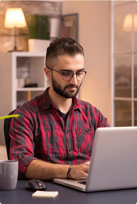 A man working on laptop