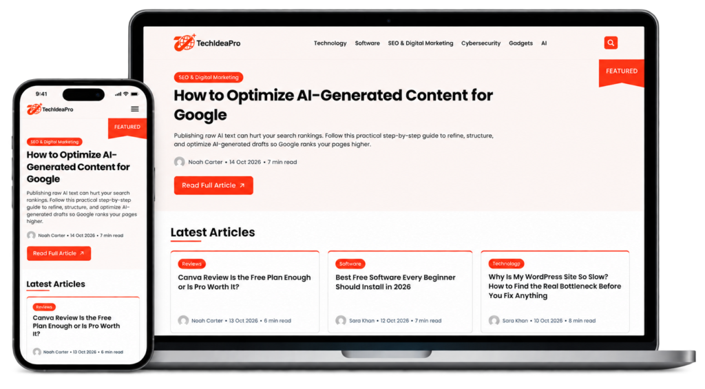 Webhivez digital agency portfolio showcase banner displaying responsive layout of TechIdeaPro
